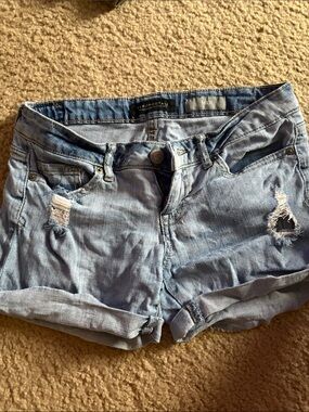 Aeropostale Light Blue Distressed Denim Shorts Midi